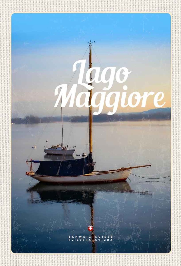 Holzschild 30x20 cm Lago Maggiore Boote auf See Bildmotiv Reisemotiv Abenteuer Reisen