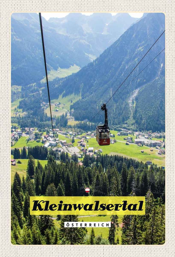 Holzschild 30x20 cm Kleinwalsertal Österreich Gondel Natur Bildmotiv Reisemotiv Abenteuer Reisen