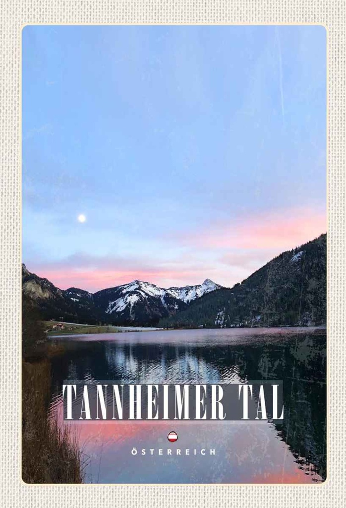 Holzschild 30x20 cm Tannheimer Tal See Natur Sonnenaufgang Bildmotiv Reisemotiv Abenteuer Reisen