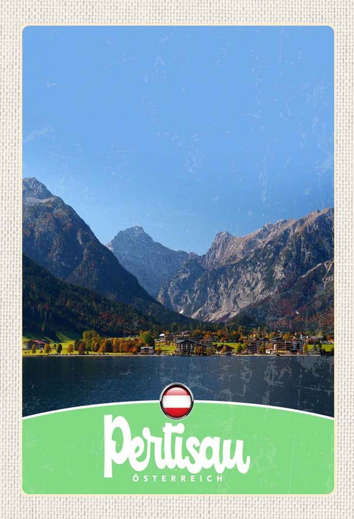 Holzschild 30x20 cm Pertisau Österreich See Natursicht Bildmotiv Reisemotiv Abenteuer Reisen