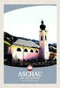 Holzschild 30x20 cm Aschau im Zillertal Österreich Kirche Bildmotiv Reisemotiv Abenteuer Reisen