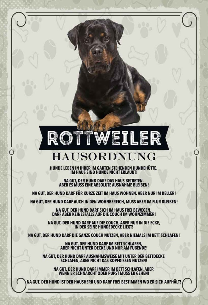 Holzschild 30x20 cm Tiere Rottweiler Hausordnung Hunde