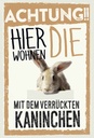 Holzschild 30x20 cm Tiere Achtung hier Kaninchen