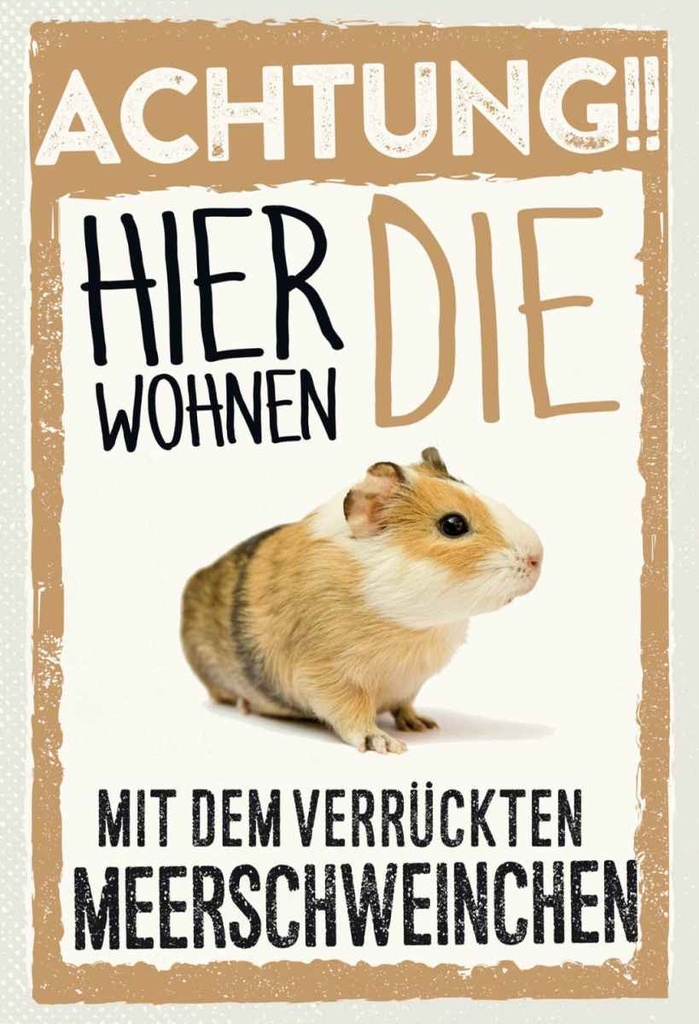 Holzschild 30x20 cm Tiere Achtung hier Meerschweinchen