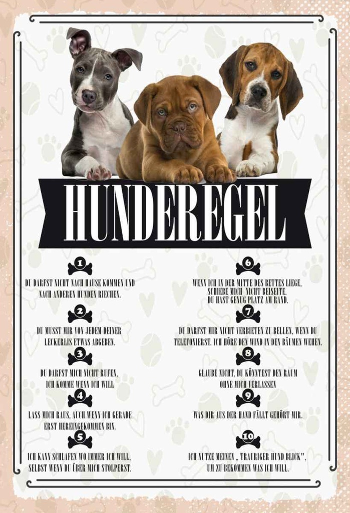Holzschild 30x20 cm Hunderegel du darfst mich nicht rufen