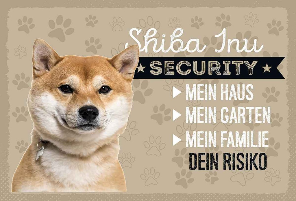 Holzschild 20x30 cm Shiba Inu Security dein Risiko