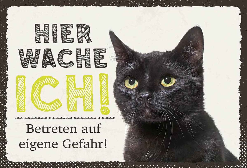 Holzschild 20x30 cm Katze hier wache ich eigene Gefahr