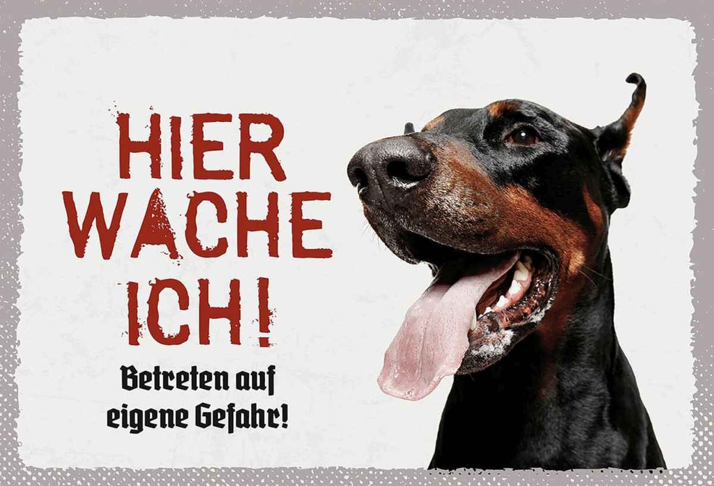Holzschild 20x30 cm Doberman hier wache eigene Gefahr