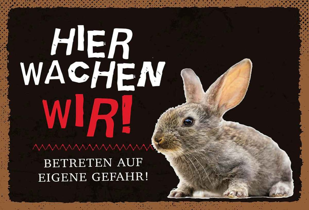Holzschild 20x30 cm Tiere Hase hier wachen wir