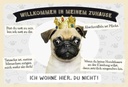 Holzschild 20x30 cm Tiere Mops willkommen wohne hier