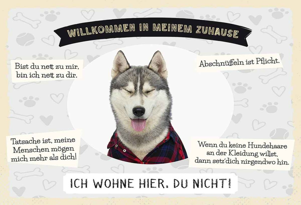 Holzschild 20x30 cm Tiere Haski willkommen wohne hier
