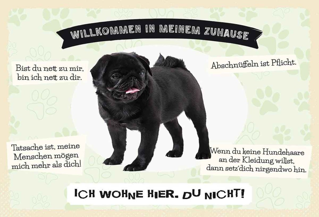 Holzschild 20x30 cm Tiere Mops willkommen Zuhause