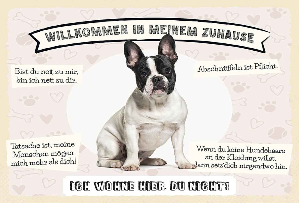 Holzschild 20x30 cm Frech Bulldog willkommen Zuhause