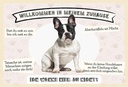 Holzschild 20x30 cm Frech Bulldog willkommen Zuhause