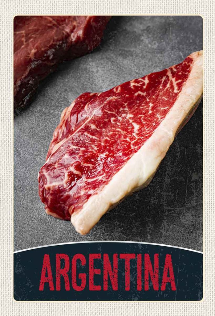 Holzschild 30x20 cm Argentinien Steak Fleisch Kuh Rind Bildmotiv Reisemotiv Abenteuer Reisen