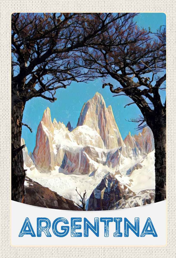 Holzschild 30x20 cm Argentinien Gebirge Wanderung Bildmotiv Reisemotiv Abenteuer Reisen
