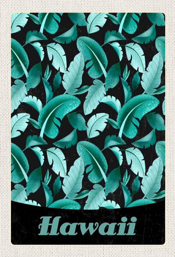 Holzschild 30x20 cm Hawai Insel Strand Blätter blau Bildmotiv Reisemotiv Abenteuer Reisen
