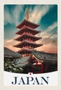 Holzschild 30x20 cm Japan Asien traditionelles Gebäude Bildmotiv Reisemotiv Abenteuer Reisen