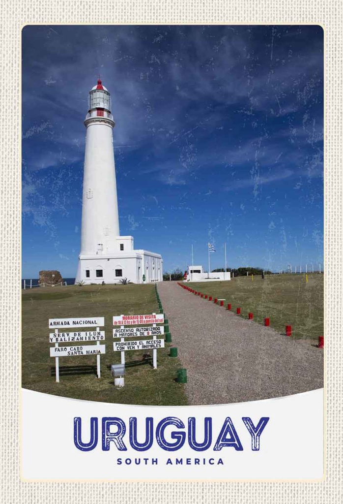 Holzschild 30x20 cm Uruguay Amerika USA Leuchtturm Bildmotiv Reisemotiv Abenteuer Reisen