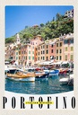 Holzschild 30x20 cm Portofino Italien Riviera Meer Bildmotiv Reisemotiv Abenteuer Reisen