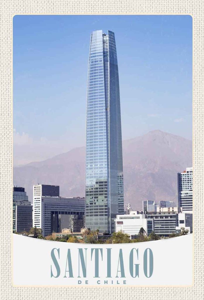 Holzschild 30x20 cm Santiago de Chile Amerika Hochhaus Bildmotiv Reisemotiv Abenteuer Reisen