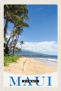 Holzschild 30x20 cm Maui Hawaii Insel Strand Wellen Bildmotiv Reisemotiv Abenteuer Reisen