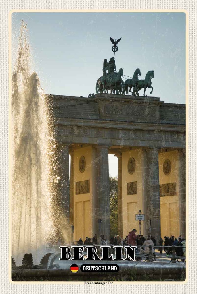 Holzschild 30x20 cm Berlin Brandenburger Tor Architektur Bildmotiv Reisemotiv Abenteuer Reisen
