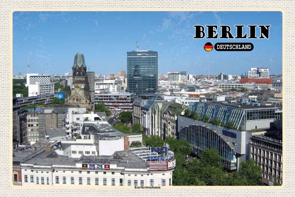 Holzschild 20x30 cm Berlin Hauptstadt Kurfürstendamm Bildmotiv Reisemotiv Abenteuer Reisen