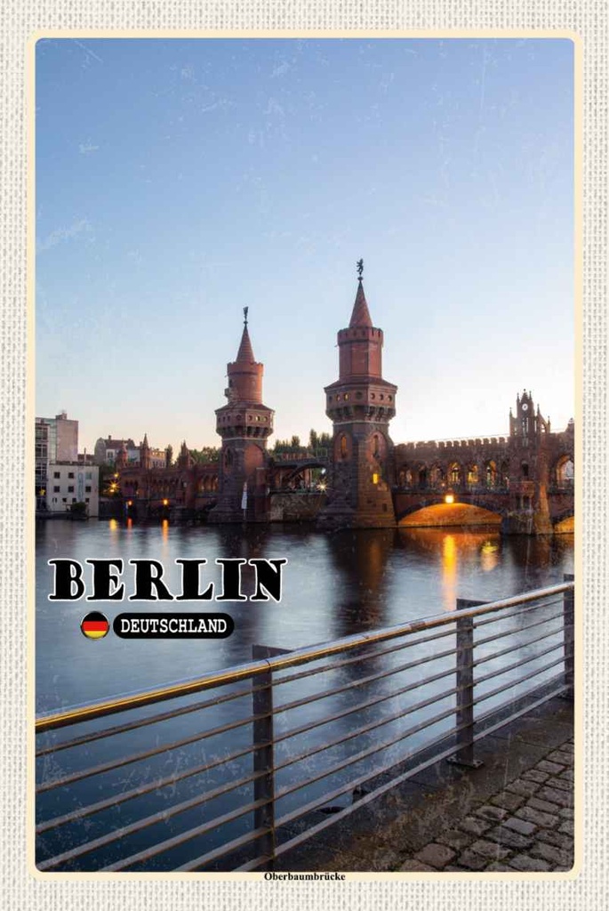Holzschild 30x20 cm Berlin Oberbaumbrücke Architektur Bildmotiv Reisemotiv Abenteuer Reisen