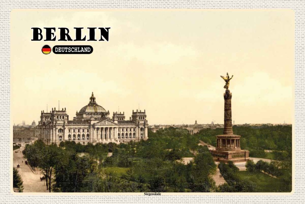 Holzschild 20x30 cm Berlin Siegessäule Deutschland Bildmotiv Reisemotiv Abenteuer Reisen