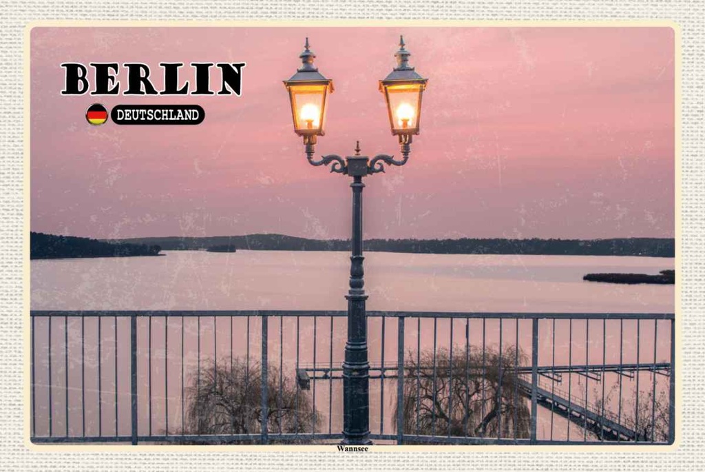 Holzschild 20x30 cm Berlin Hauptstadt Wannsee Bildmotiv Reisemotiv Abenteuer Reisen
