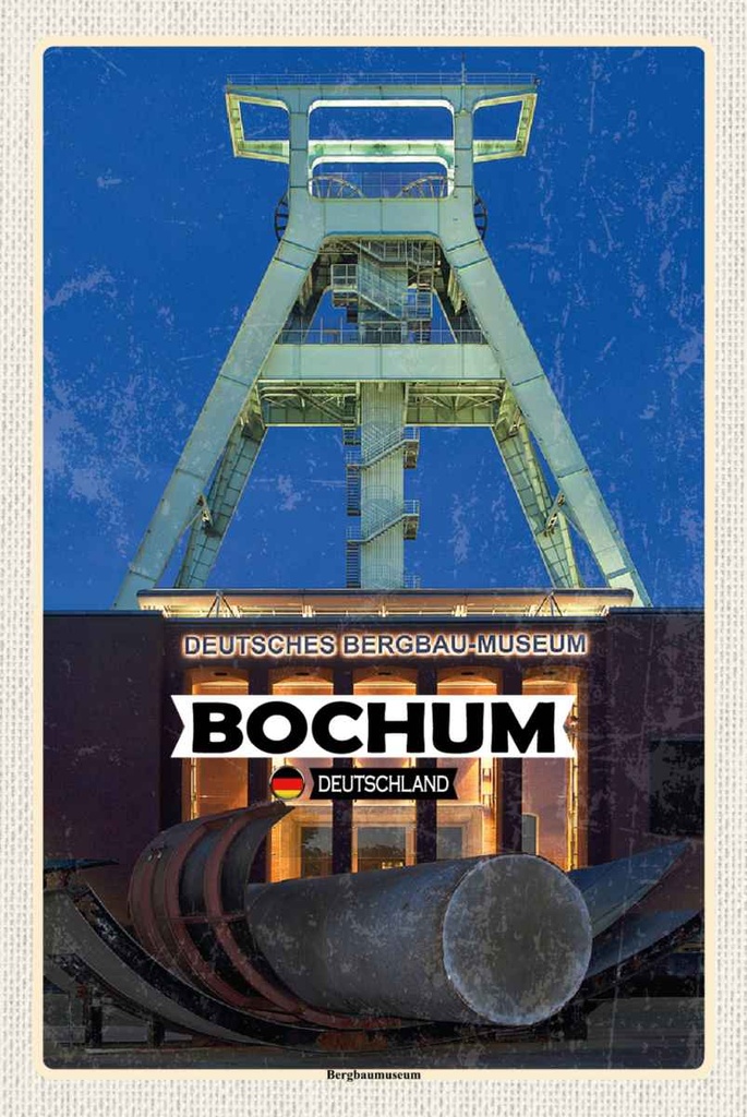 Holzschild 30x20 cm Bochum Bergbaumuseum Deutschland Bildmotiv Reisemotiv Abenteuer Reisen