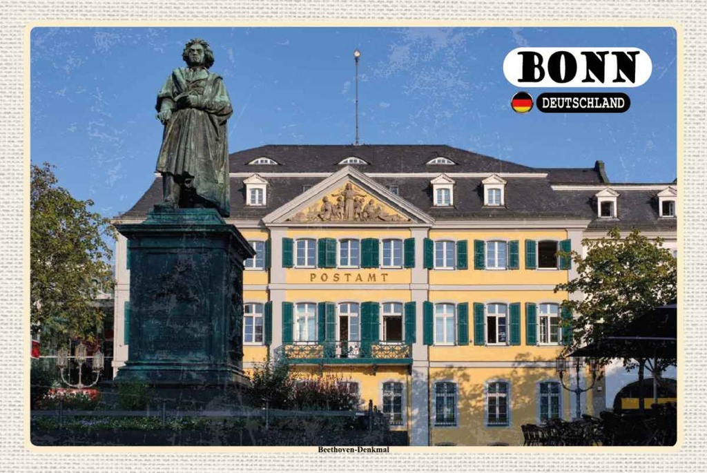 Holzschild 20x30 cm Bonn Beethoven Denkmal Architektur Bildmotiv Reisemotiv Abenteuer Reisen