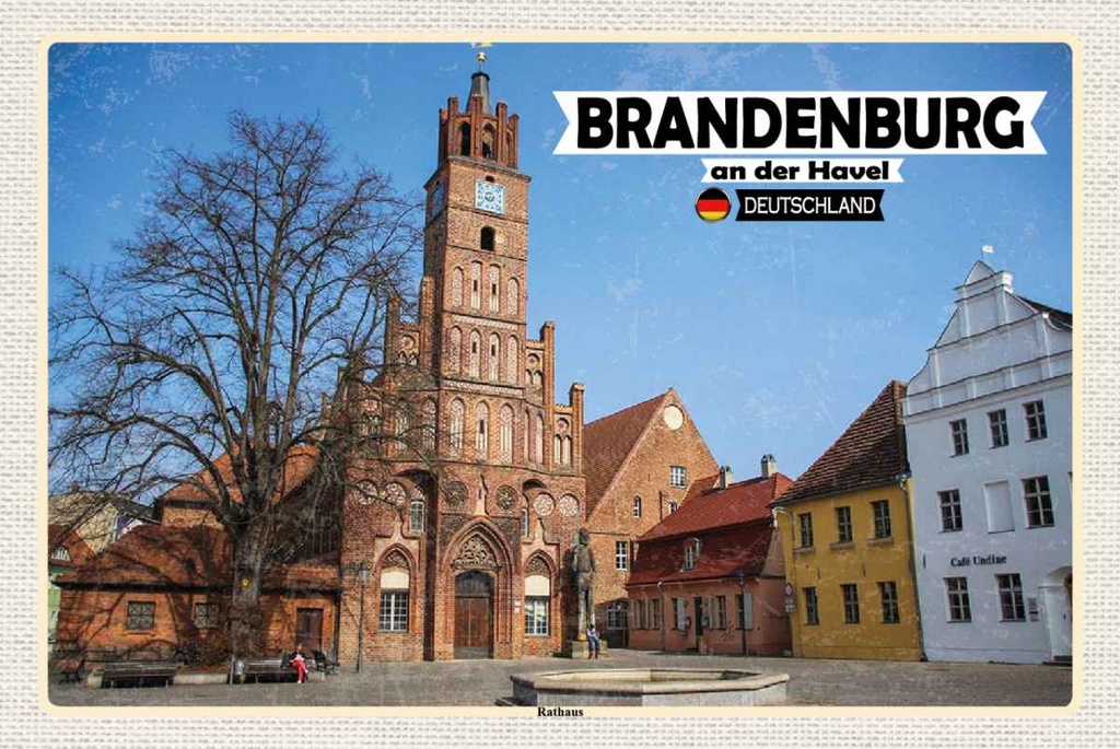 Holzschild 20x30 cm Brandenburg an der Havel Rathaus Bildmotiv Reisemotiv Abenteuer Reisen