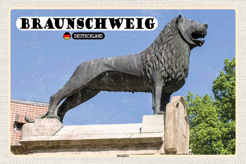 Holzschild 20x30 cm Braunschweig Burglöwe Architektur Bildmotiv Reisemotiv Abenteuer Reisen