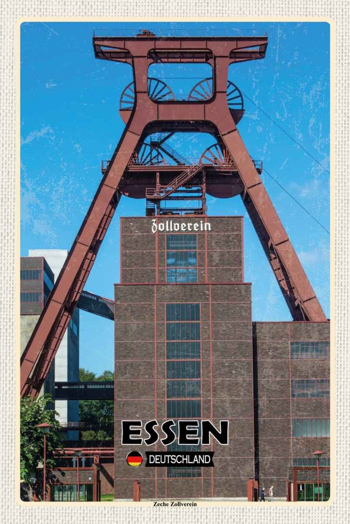 Holzschild 30x20 cm Essen Deutschland Zeche Zollverein Bildmotiv Reisemotiv Abenteuer Reisen