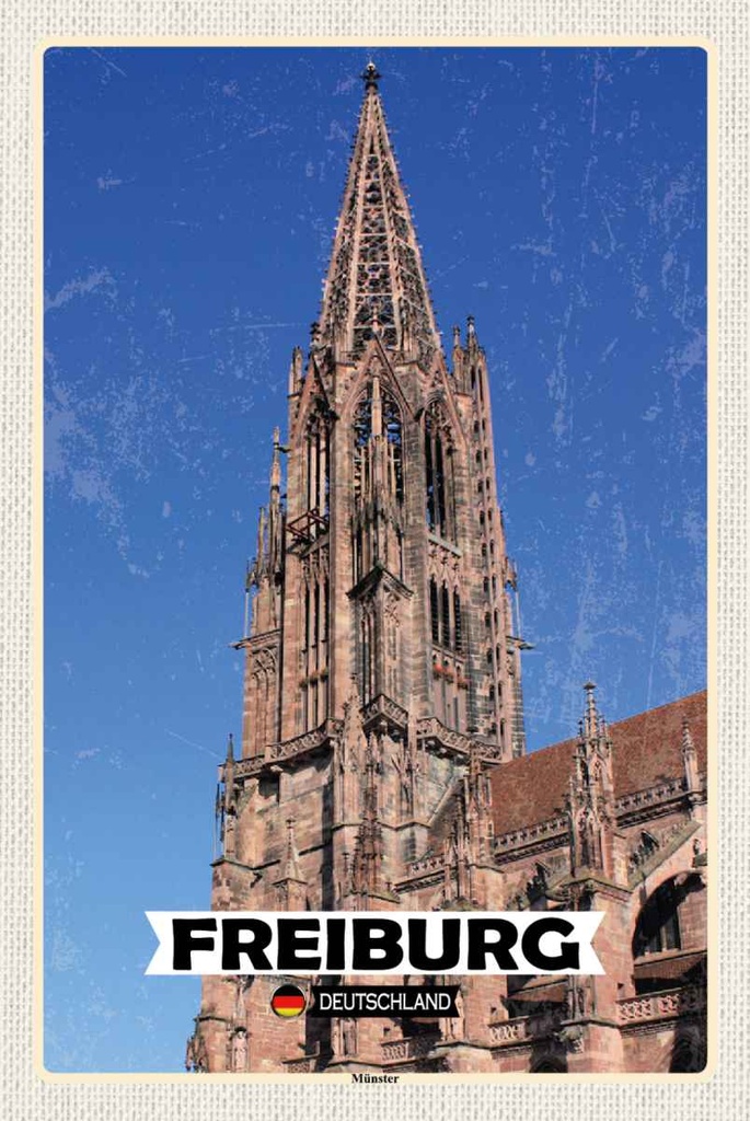 Holzschild 30x20 cm Freiburg Deutschland Münster Trip Bildmotiv Reisemotiv Abenteuer Reisen