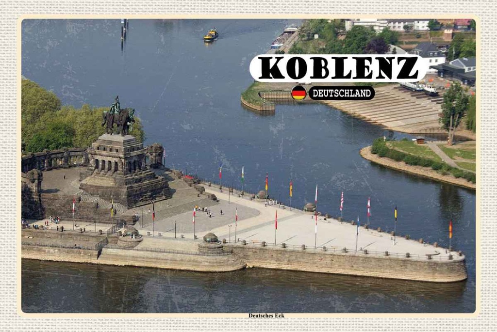 Holzschild 20x30 cm Koblenz Deutsches Eck Kurztrip Bildmotiv Reisemotiv Abenteuer Reisen