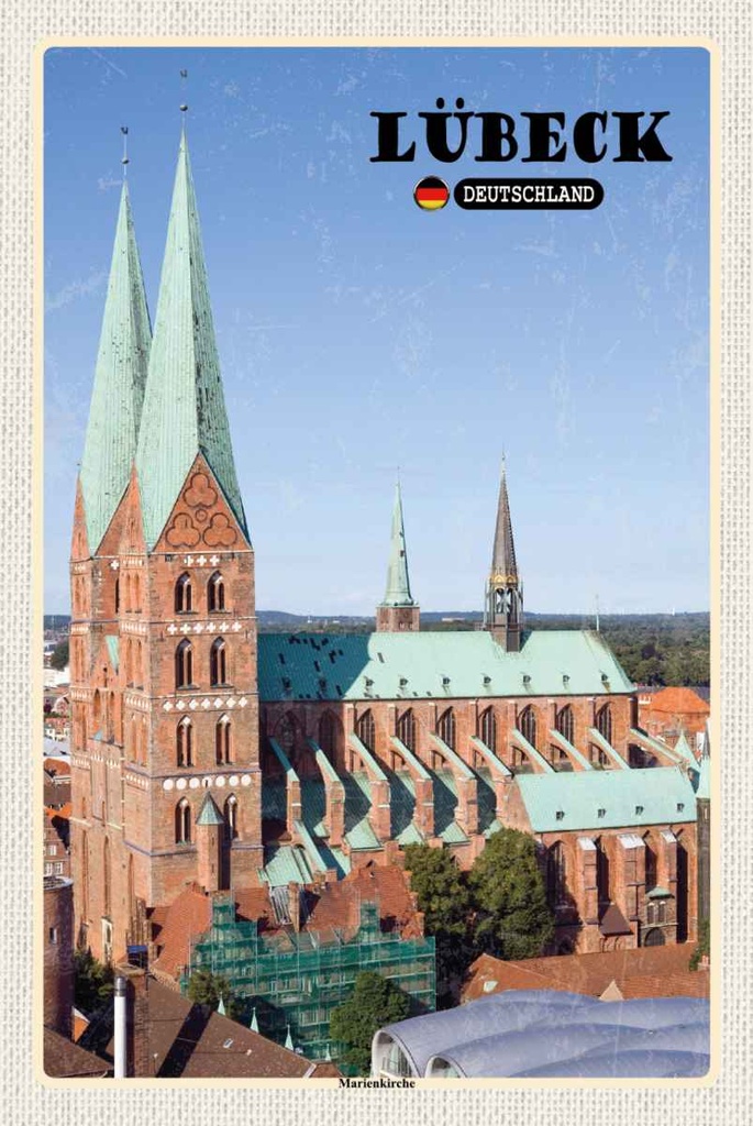 Holzschild 30x20 cm Lübeck Deutschland Marienkirche Bildmotiv Reisemotiv Abenteuer Reisen