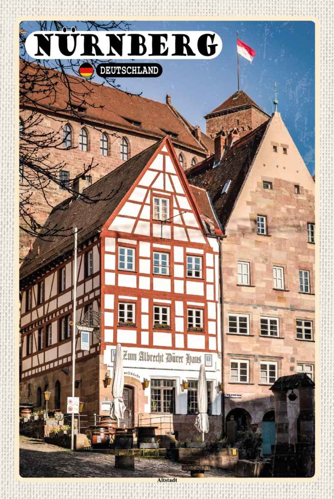 Holzschild 30x20 cm Nürnberg Deutschland Altstadt Bildmotiv Reisemotiv Abenteuer Reisen