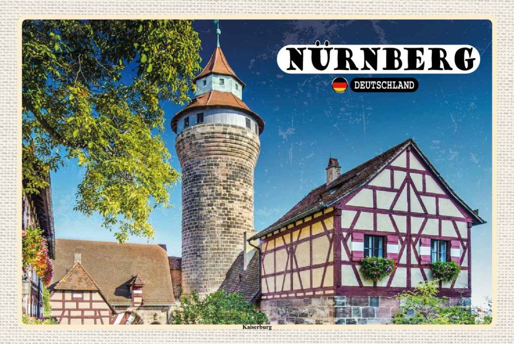Holzschild 20x30 cm Nürnberg Architektur Kaiserburg Bildmotiv Reisemotiv Abenteuer Reisen