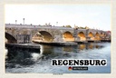 Holzschild 20x30 cm Regensburg Steinerne Brücke Fluss Bildmotiv Reisemotiv Abenteuer Reisen