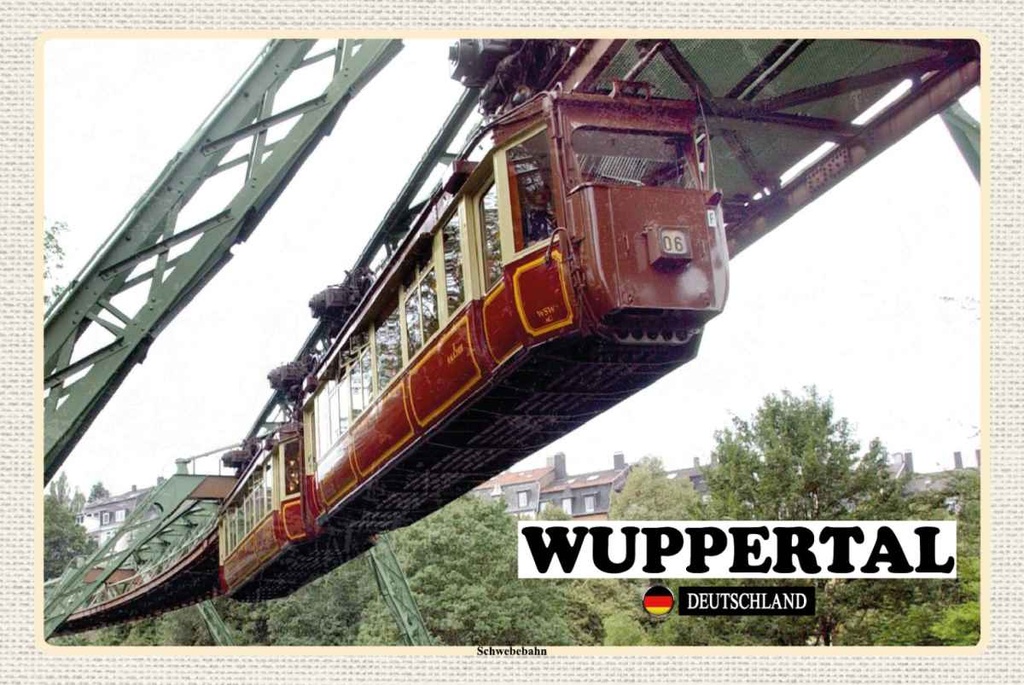 Holzschild 20x30 cm Wuppertal Deutschland Schwebebahn Bildmotiv Reisemotiv Abenteuer Reisen