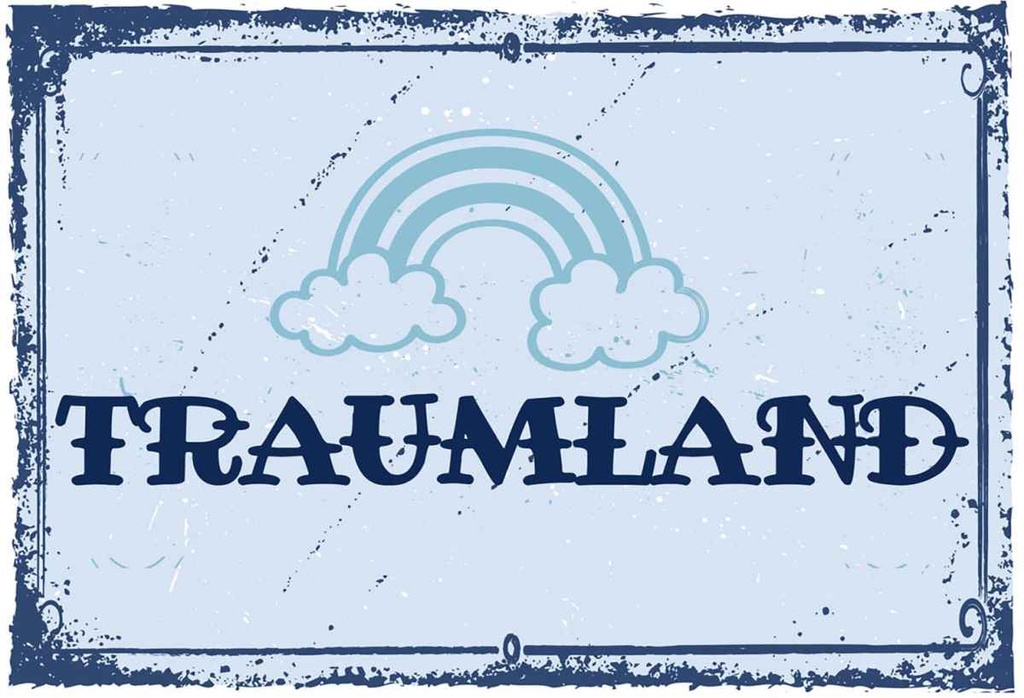 Holzschild 20x30 cm Traumland blau Regenbogen