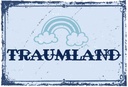 Holzschild 20x30 cm Traumland blau Regenbogen