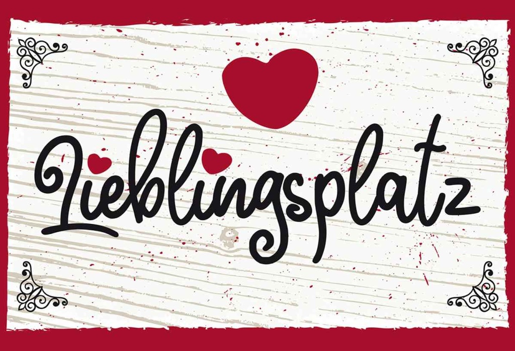 Holzschild 20x30 cm Lieblingsplatz Herz rot