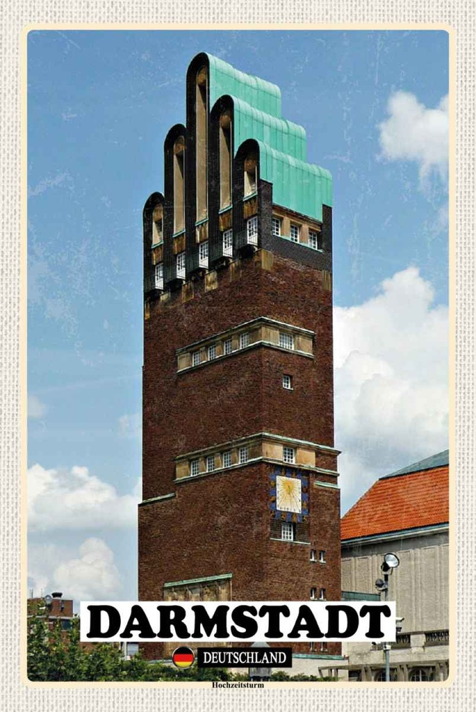 Holzschild 30x20 cm Darmstadt Hochzeitsturm Architektur Bildmotiv Reisemotiv Abenteuer Reisen