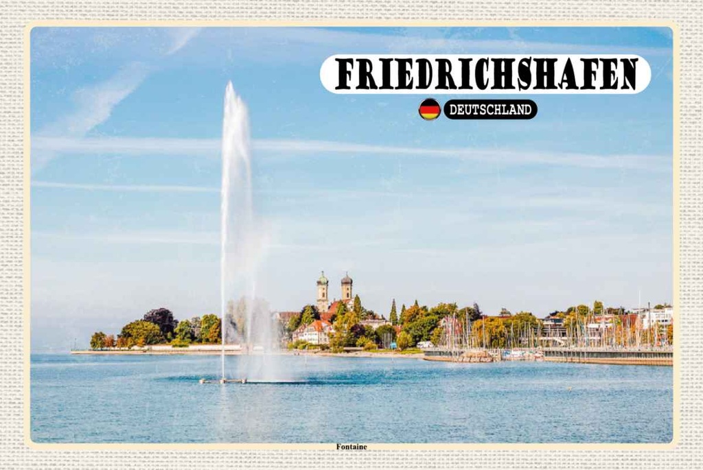 Holzschild 20x30 cm Friedrichshafen Fontaine Fluss