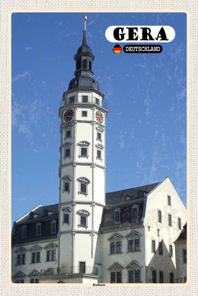 Holzschild 30x20 cm Gera Rathaus Altstadt Architektur Bildmotiv Reisemotiv Abenteuer Reisen