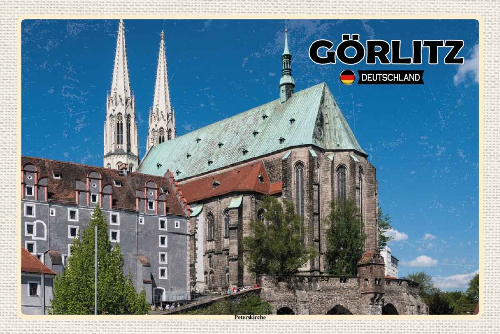 Holzschild 20x30 cm Görlitz Peterskirche Städtetrip Bildmotiv Reisemotiv Abenteuer Reisen